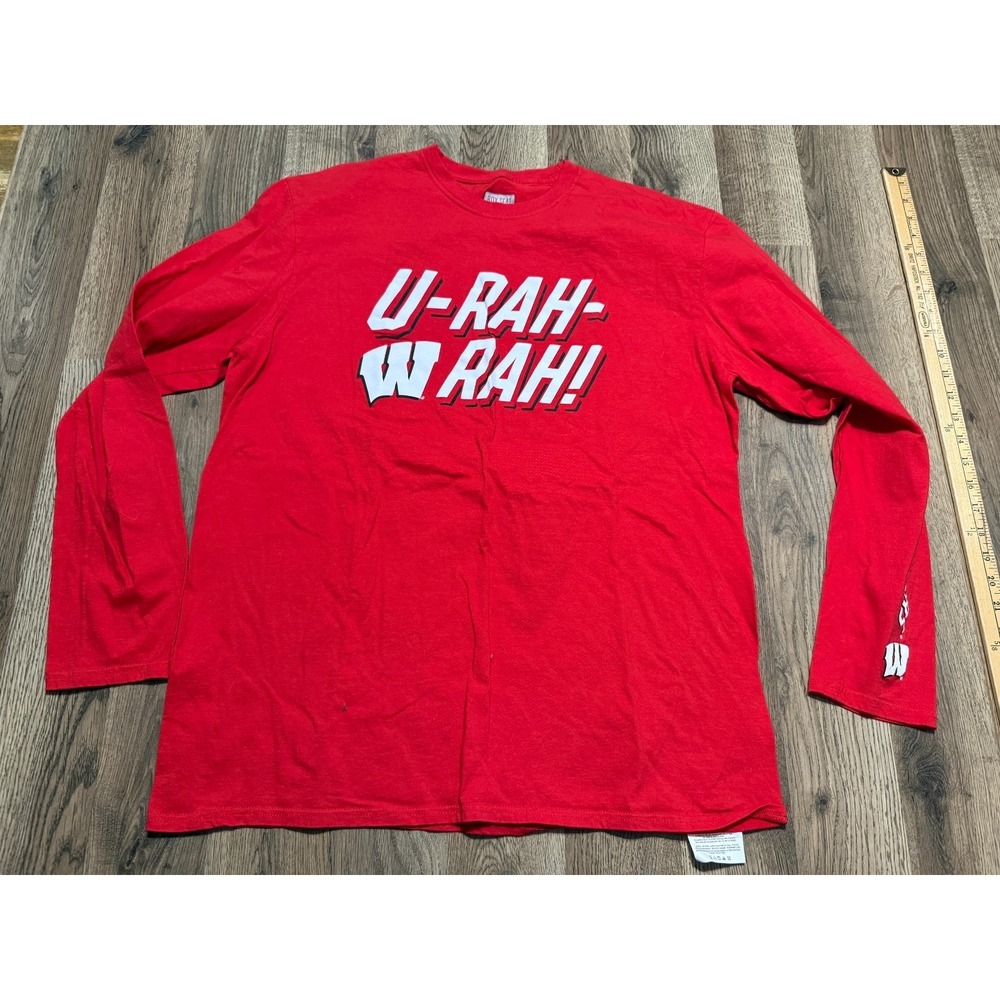 Box Seat Clothing Shirt Men's XL Long Sleeve Red Black White Wisconsin Badgers